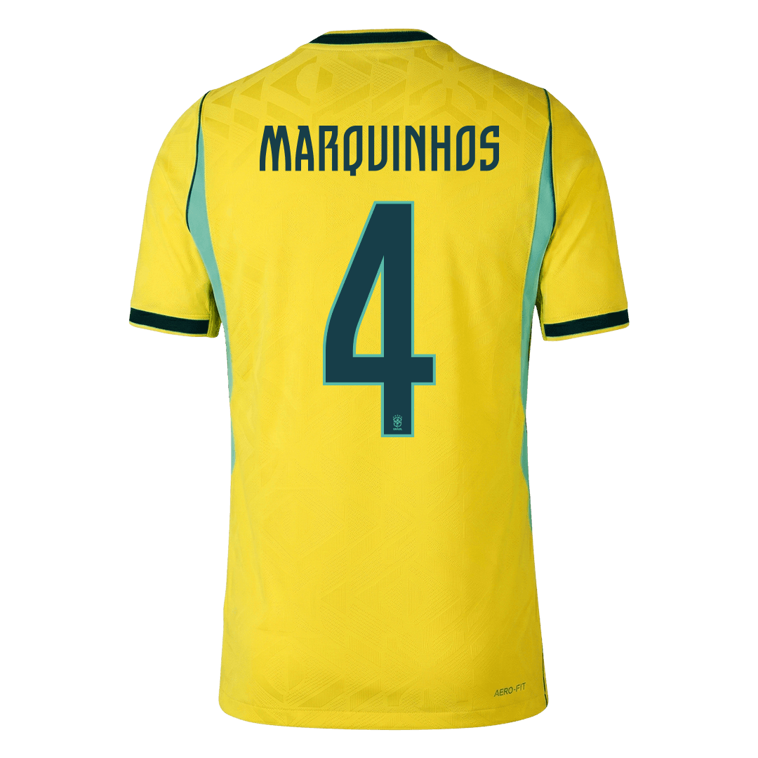 Pánske Futbalový Dres Brazília Domáci MS 2026 Hráčska Verzia - MARQUINHOS #4