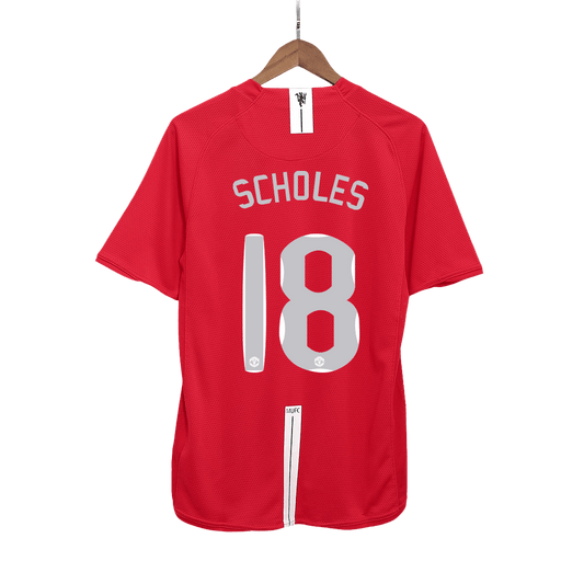 Manchester United pánsky domáci retro futbalový dres 2007/08 UCL Final - SCHOLES #18