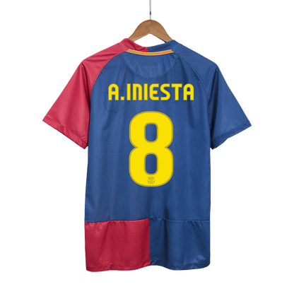 Barcelona pánsky domáci retro futbalový dres 2008/09 UCL Final - A.INIESTA #8