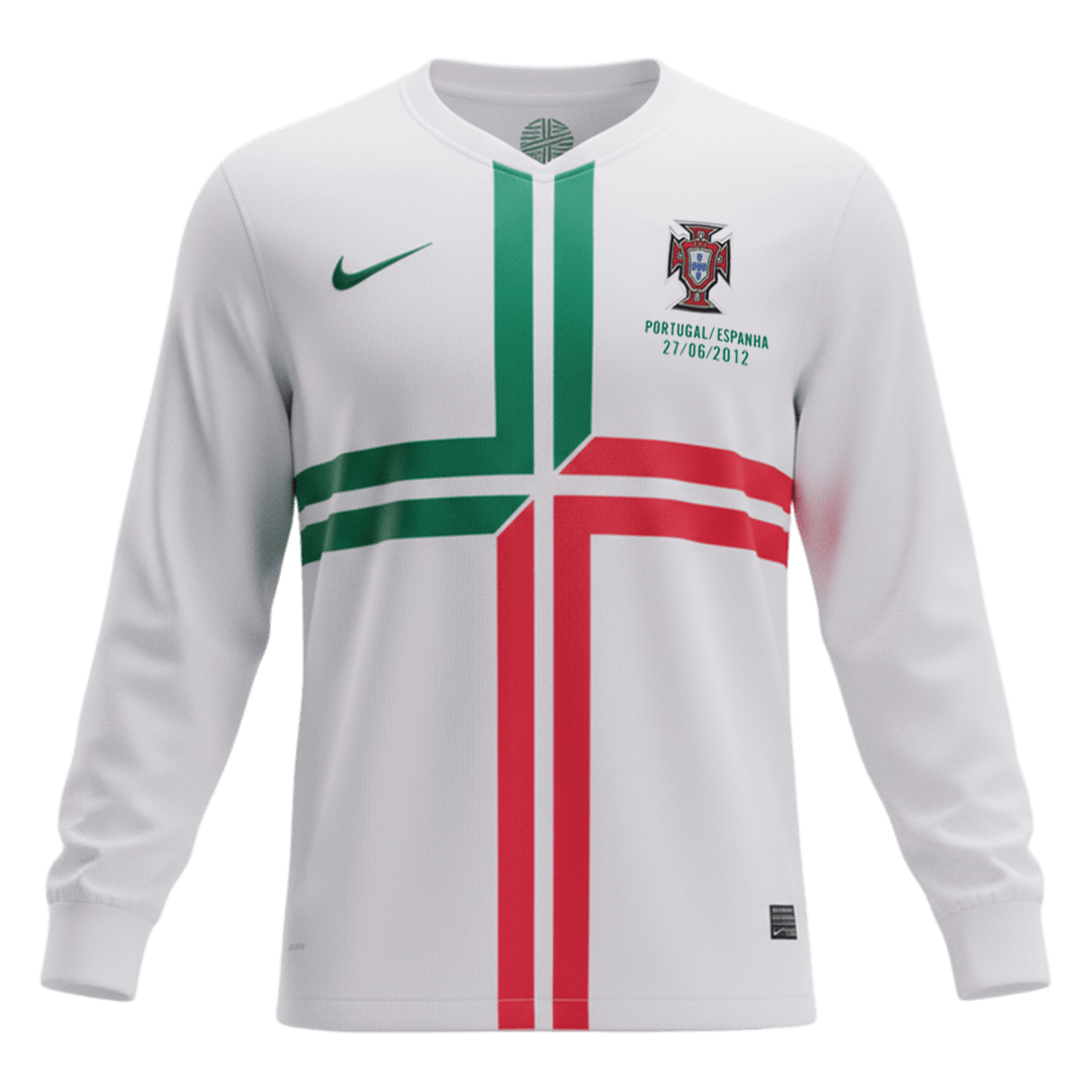 Portugalsko pánsky vonkajší retro futbalový dres s dlhými rukávmi 2012