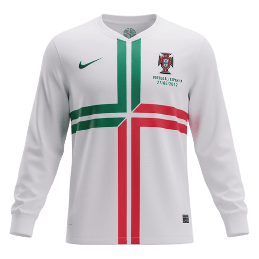 Portugalsko pánsky vonkajší retro futbalový dres s dlhými rukávmi 2012