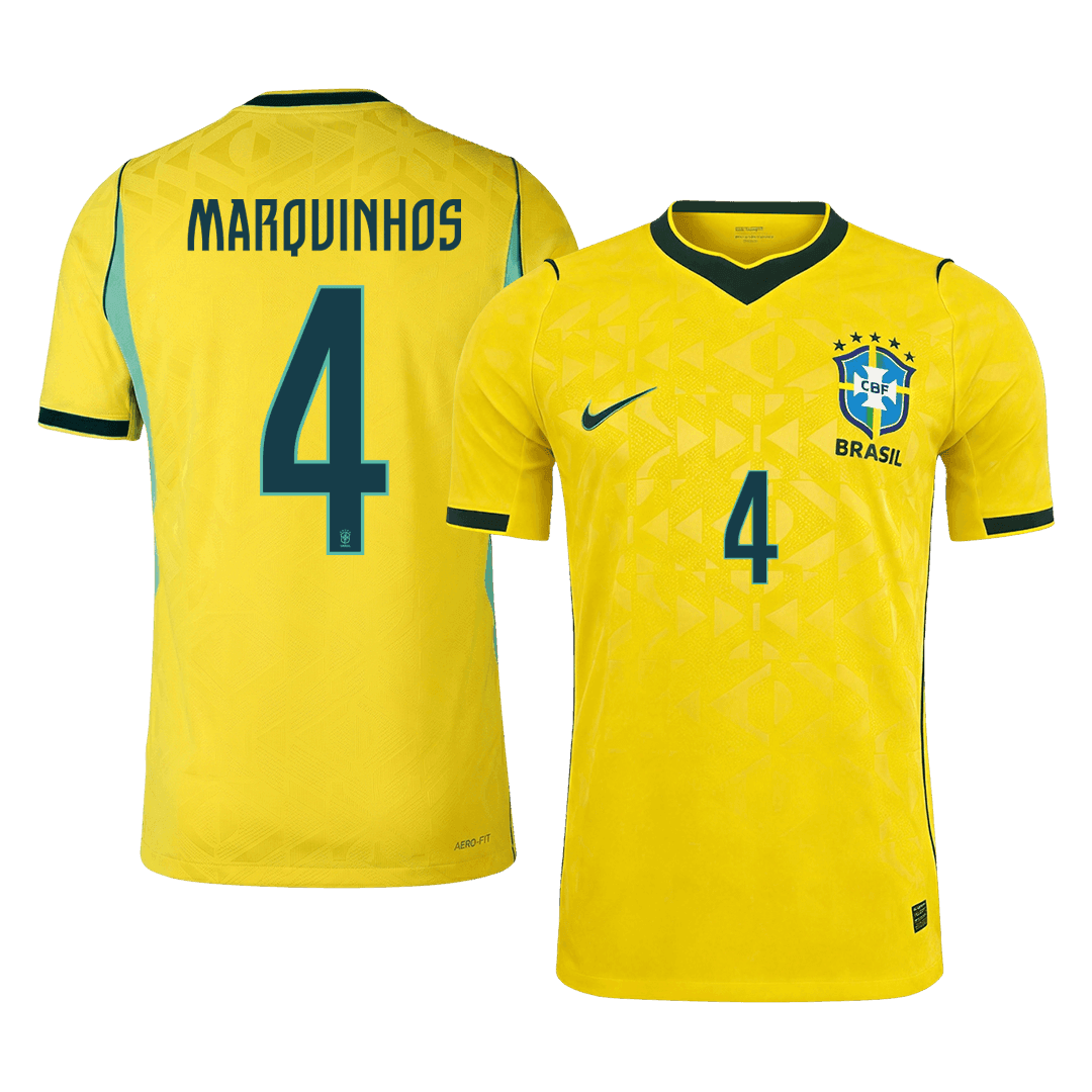 Pánske Futbalový Dres Brazília Domáci MS 2026 Hráčska Verzia - MARQUINHOS #4