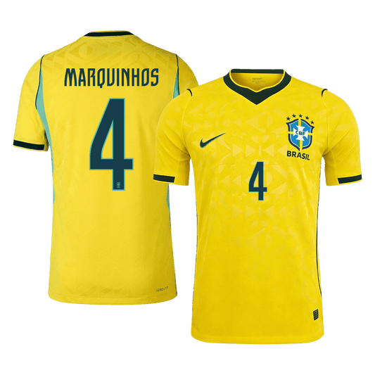 Pánske Futbalový Dres Brazília Domáci MS 2026 Hráčska Verzia - MARQUINHOS #4