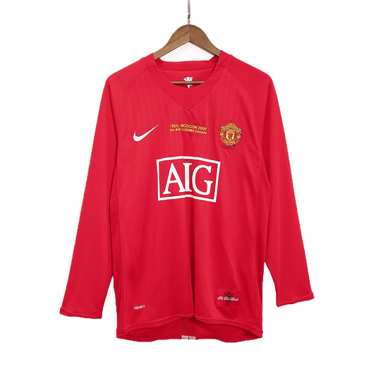 Manchester United pánsky domáci retro futbalový dres s dlhými rukávmi 2007/08