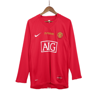Manchester United pánsky domáci retro futbalový dres s dlhými rukávmi 2007/08 UCL Final - SCHOLES #18