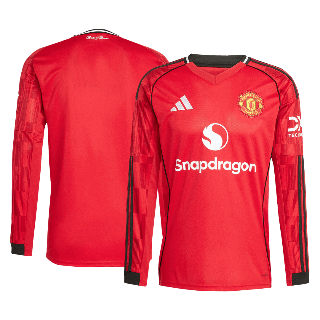 Manchester United pánsky domáci futbalový dres s dlhými rukávmi 2025/26
