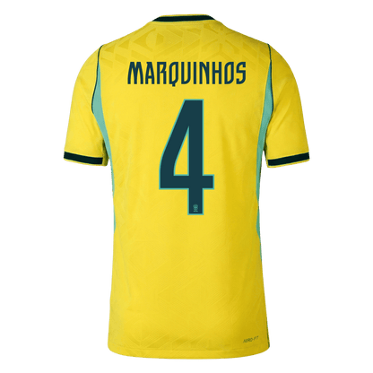 Pánske Futbalový Dres Brazília Domáci MS 2026 Hráčska Verzia - MARQUINHOS #4