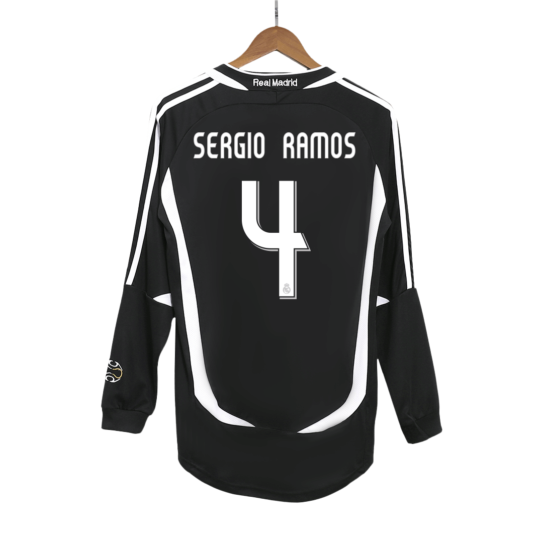 Real Madrid pánsky vonkajší retro futbalový dres s dlhými rukávmi 2006/07 - SERGIO RAMOS #4