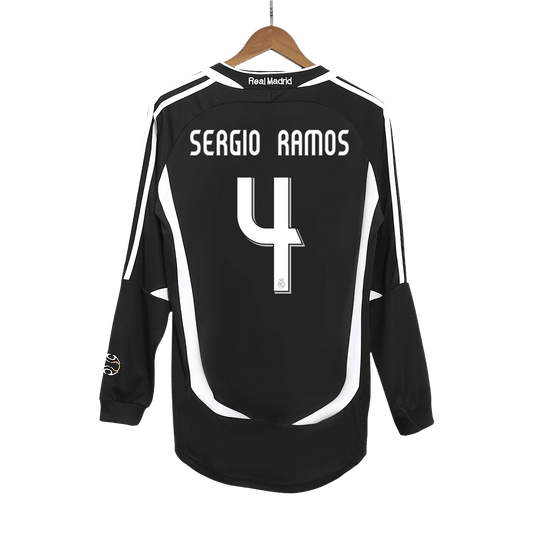 Real Madrid pánsky vonkajší retro futbalový dres s dlhými rukávmi 2006/07 - SERGIO RAMOS #4