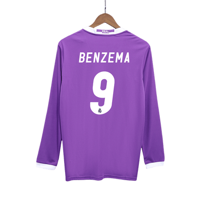 Real Madrid pánsky vonkajší retro futbalový dres s dlhými rukávmi 2016/17 - BENZEMA #9