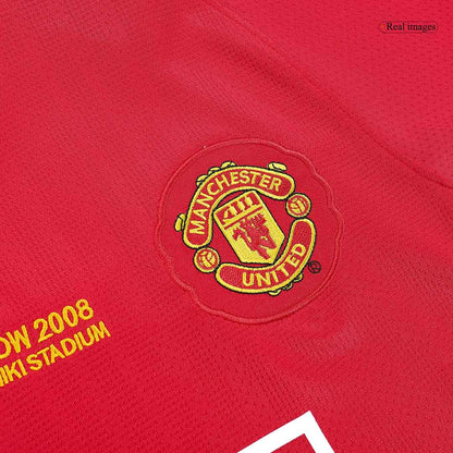 Manchester United pánsky domáci retro futbalový dres s dlhými rukávmi 2007/08 UCL Final - SCHOLES #18