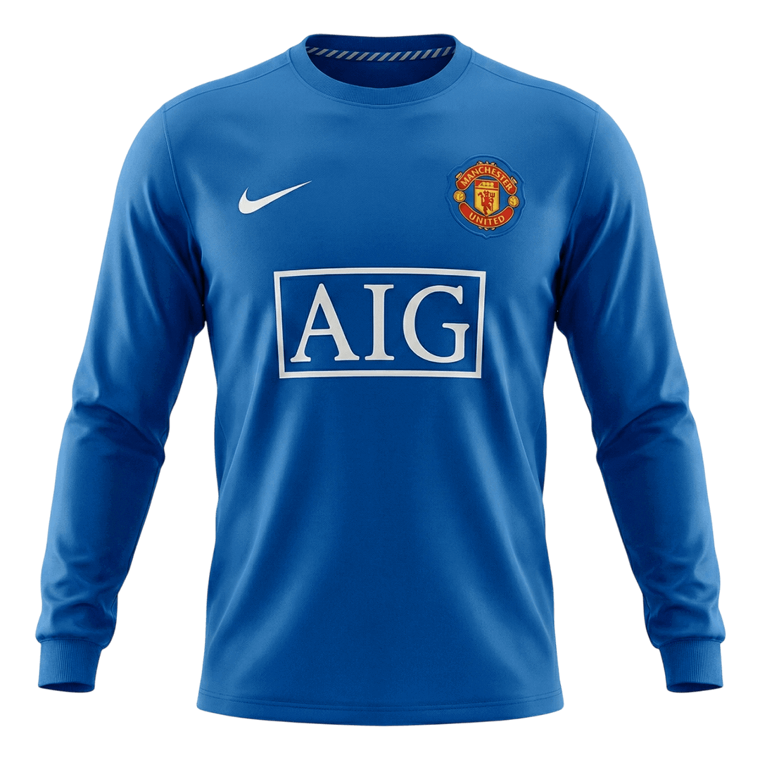 Manchester United pánsky tretí retro futbalový dres s dlhými rukávmi 2008/09