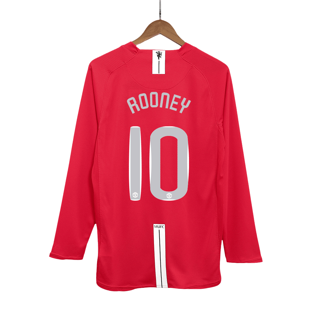 Manchester United pánsky domáci retro futbalový dres s dlhými rukávmi 2007/08 UCL Final - ROONEY #10
