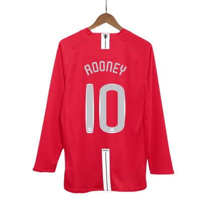 Manchester United pánsky domáci retro futbalový dres s dlhými rukávmi 2007/08 UCL Final - ROONEY #10