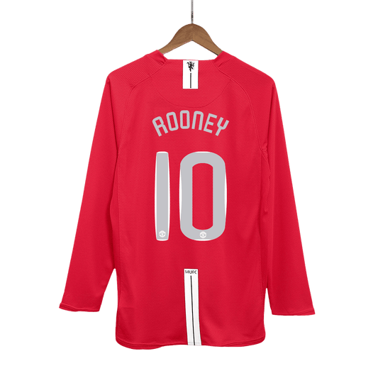 Manchester United pánsky domáci retro futbalový dres s dlhými rukávmi 2007/08 UCL Final - ROONEY #10