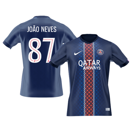 PSG pánsky domáci futbalový dres 2025/26 - JOÃO NEVES #87 (Prémiová kvalita)