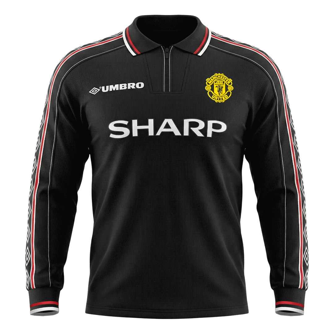 Manchester United pánsky vonkajší retro futbalový dres s dlhými rukávmi 1998