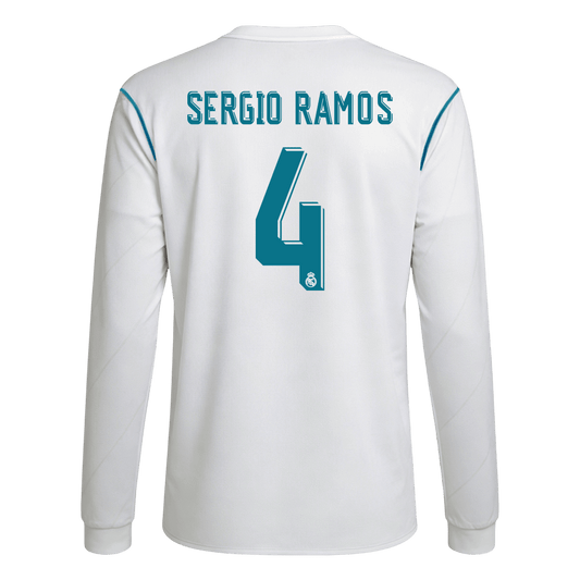 Real Madrid pánsky domáci retro futbalový dres s dlhými rukávmi 2017/18 - SERGIO RAMOS #4