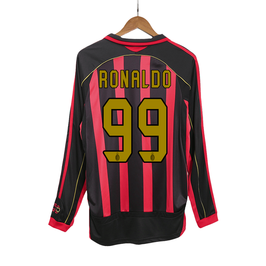 Pánske Retro Futbalový Dres AC Miláno Domáci 2006/07 Dlhý Rukáv - RONALDO #99