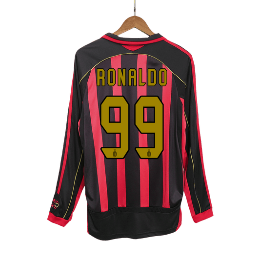 Pánske Retro Futbalový Dres AC Miláno Domáci 2006/07 Dlhý Rukáv - RONALDO #99