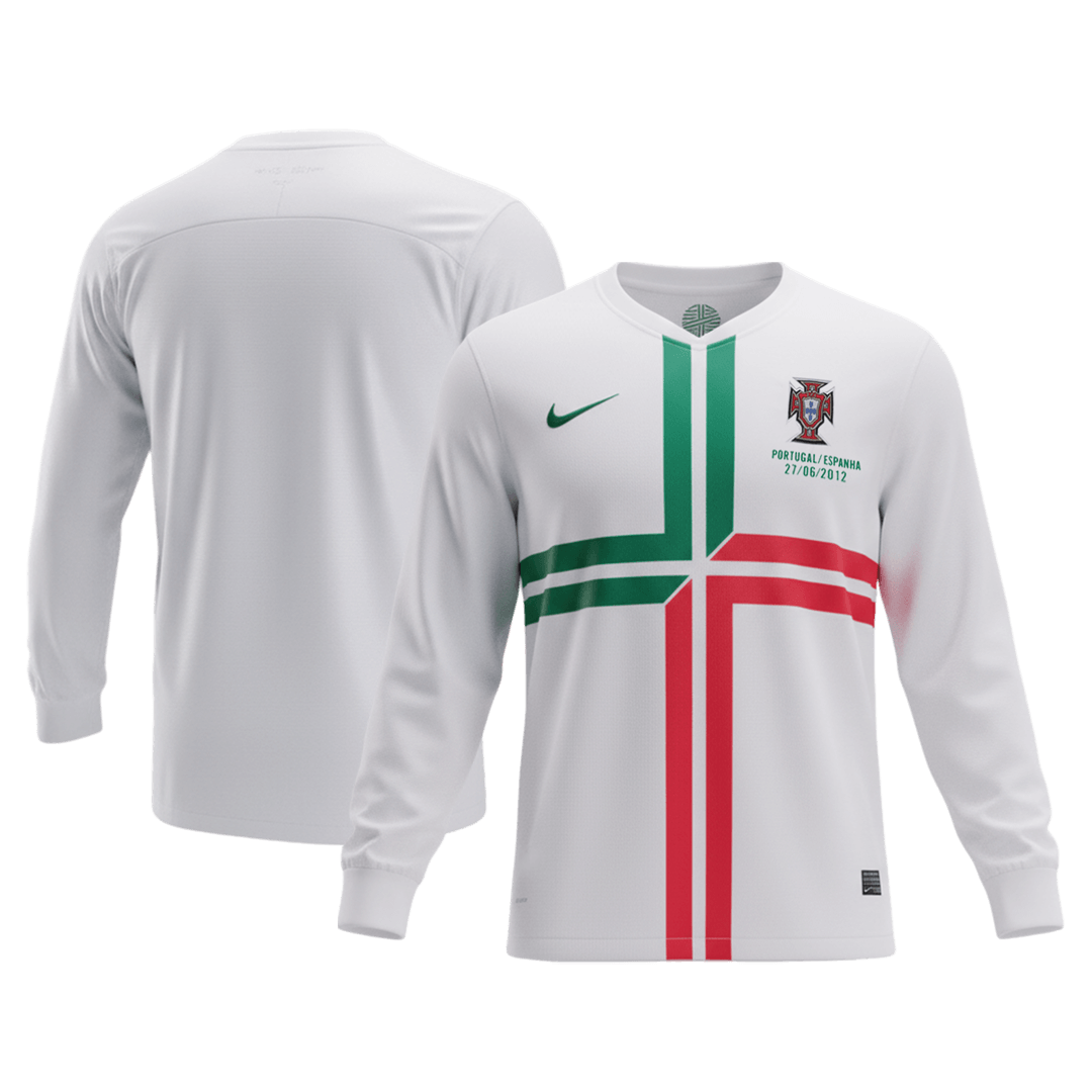 Portugalsko pánsky vonkajší retro futbalový dres s dlhými rukávmi 2012