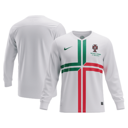 Portugalsko pánsky vonkajší retro futbalový dres s dlhými rukávmi 2012