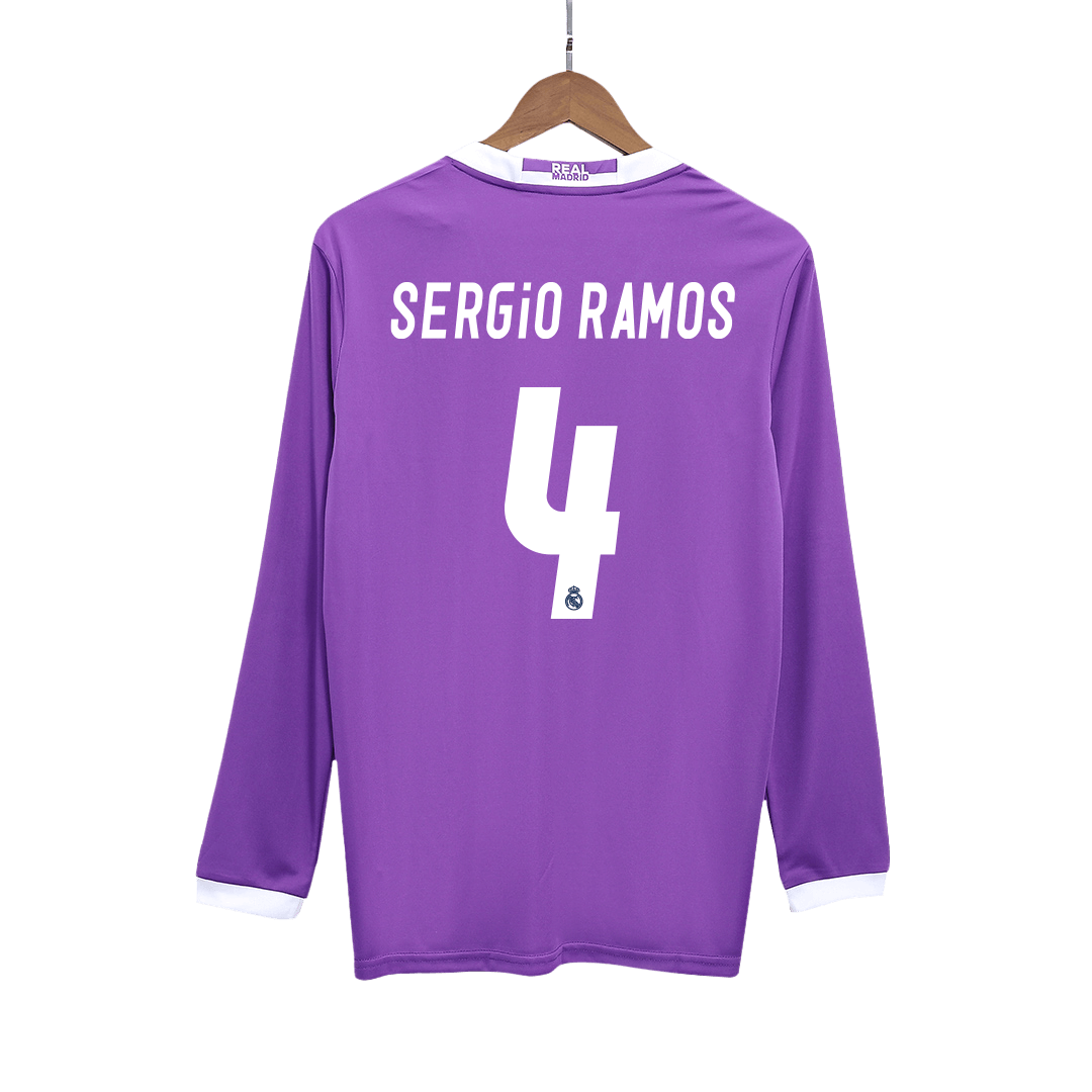 Real Madrid pánsky vonkajší retro futbalový dres s dlhými rukávmi 2016/17 - SERGIO RAMOS #4