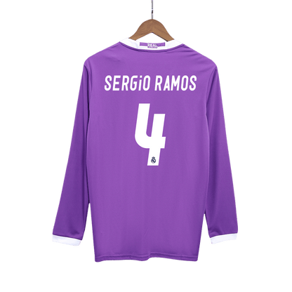 Real Madrid pánsky vonkajší retro futbalový dres s dlhými rukávmi 2016/17 - SERGIO RAMOS #4