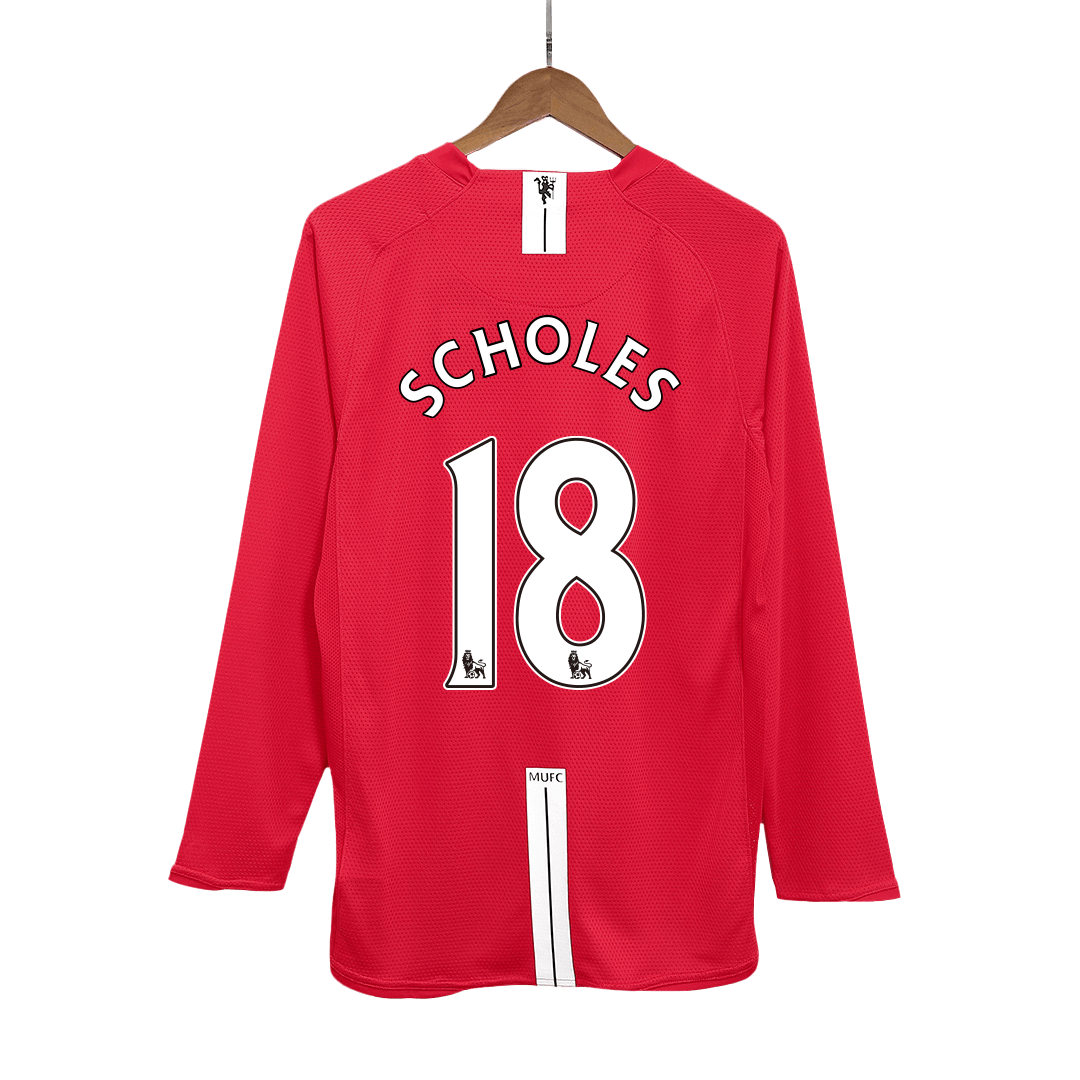 Manchester United pánsky domáci retro futbalový dres s dlhými rukávmi 2007/08 - SCHOLES #18
