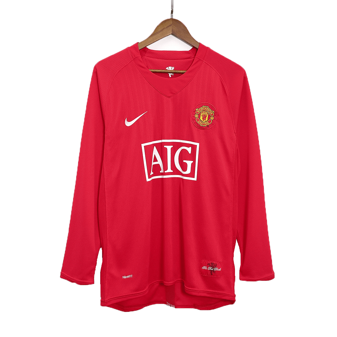 Manchester United pánsky domáci retro futbalový dres s dlhými rukávmi 2007/08
