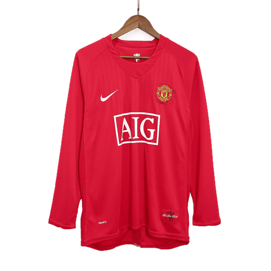 Manchester United pánsky domáci retro futbalový dres s dlhými rukávmi 2007/08