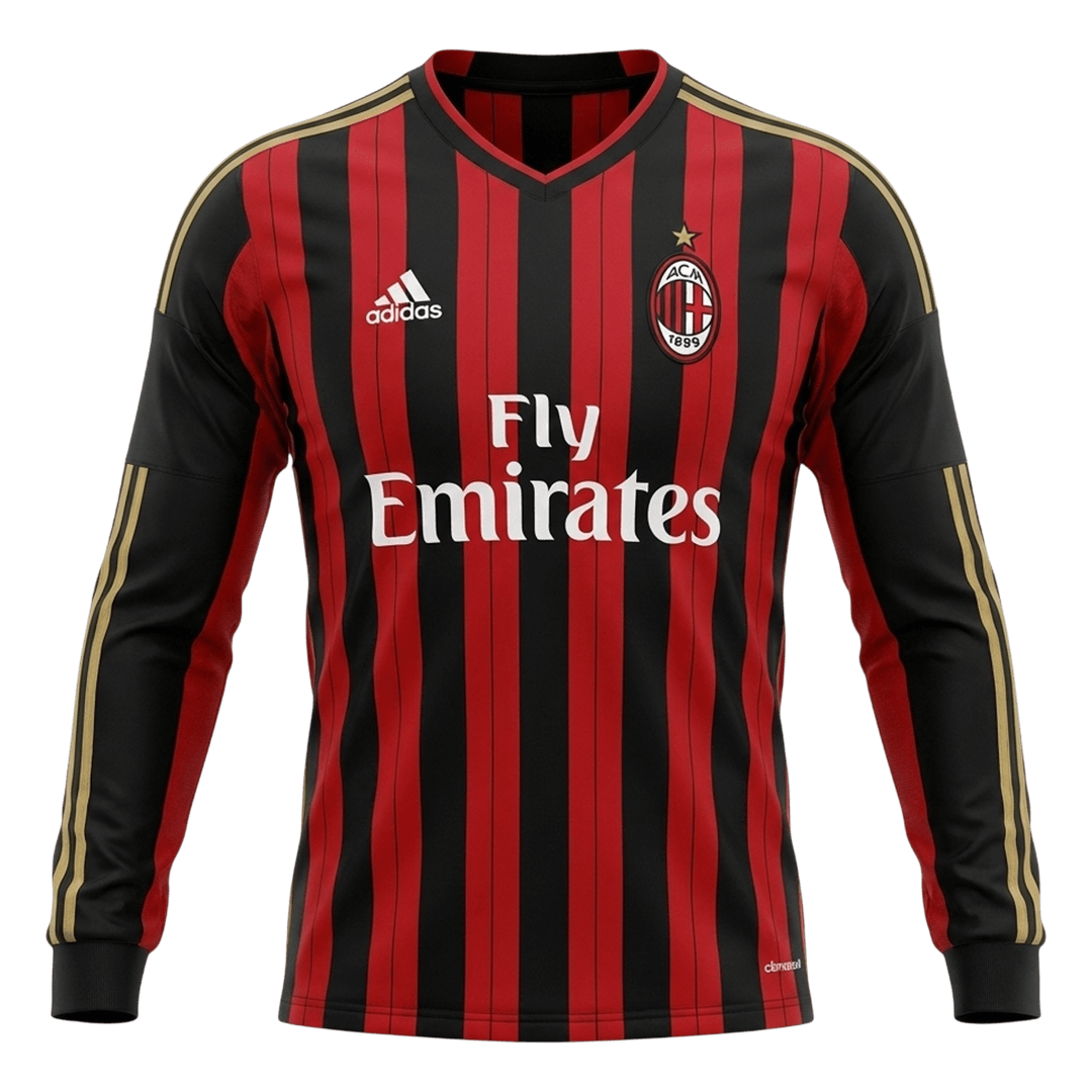 Pánske Retro Futbalový Dres AC Miláno Domáci 2013/14 Dlhý Rukáv
