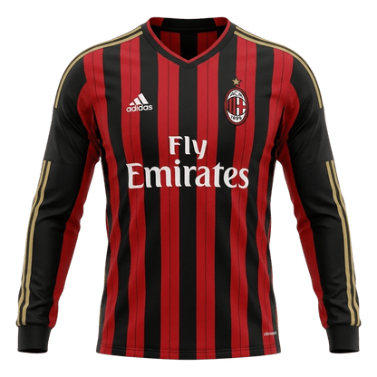 Pánske Retro Futbalový Dres AC Miláno Domáci 2013/14 Dlhý Rukáv