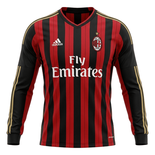 Pánske Retro Futbalový Dres AC Miláno Domáci 2013/14 Dlhý Rukáv