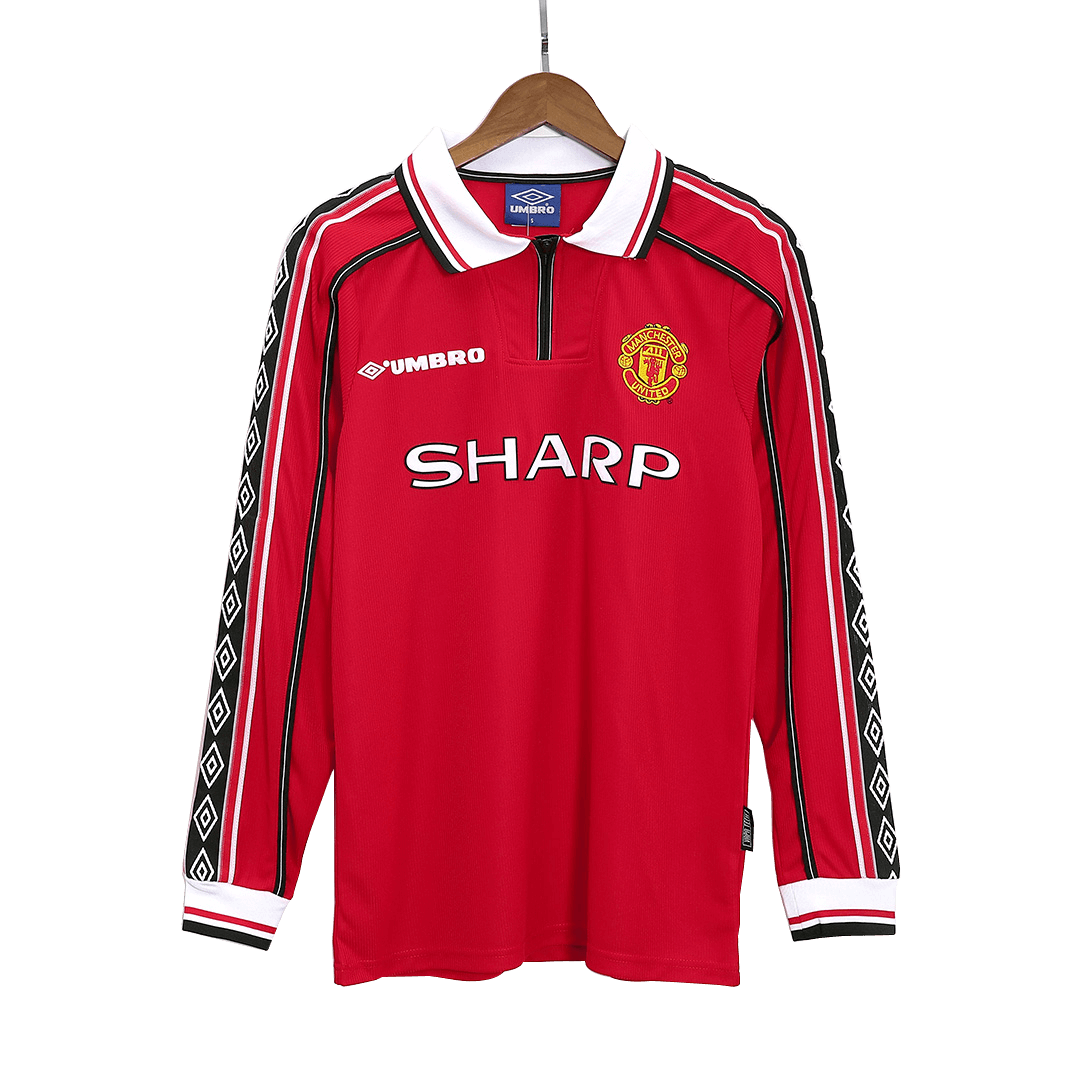 Manchester United pánsky domáci retro futbalový dres s dlhými rukávmi 1998/99