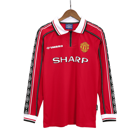 Manchester United pánsky domáci retro futbalový dres s dlhými rukávmi 1998/99
