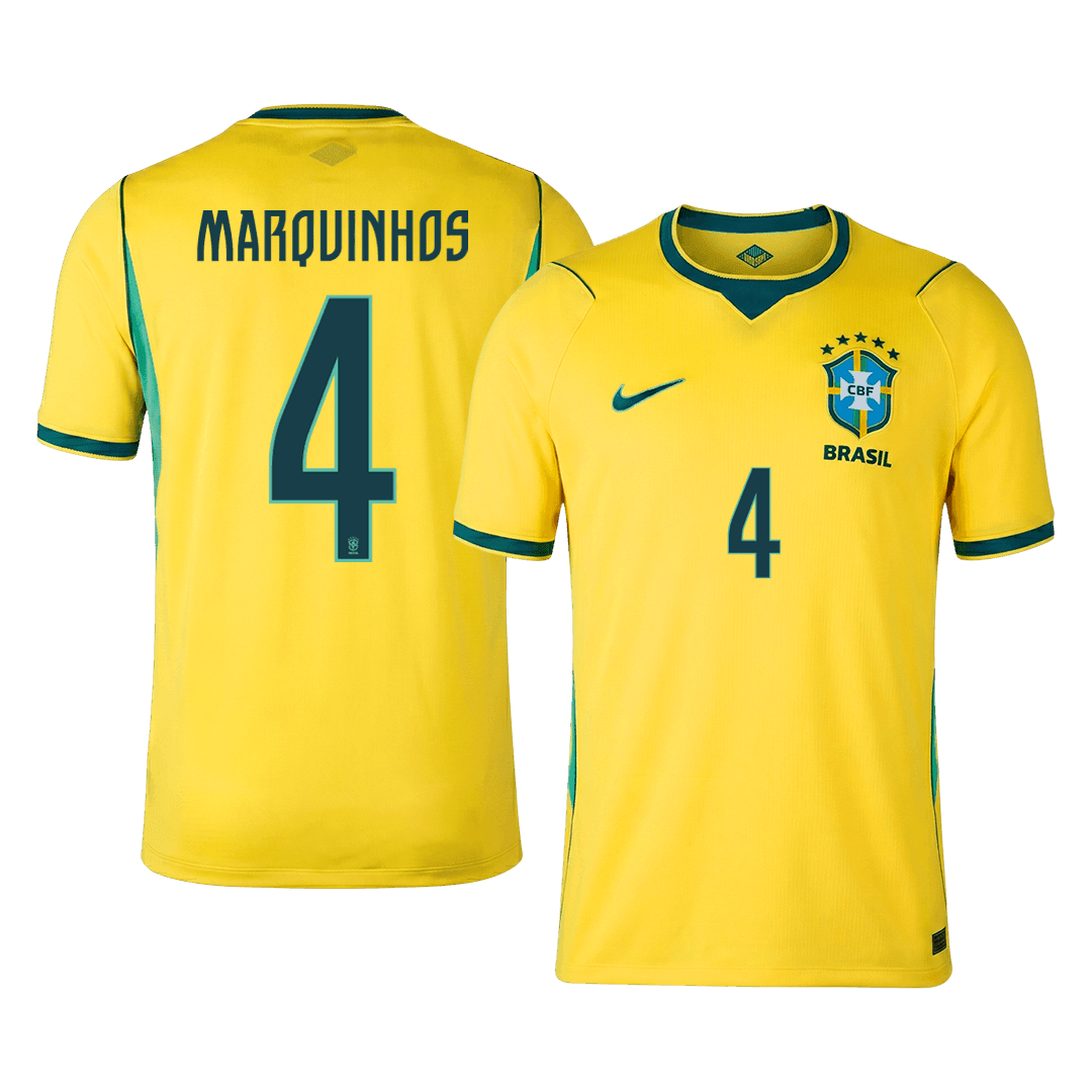 Pánske Futbalový Dres Brazília Domáci MS 2026 - MARQUINHOS #4