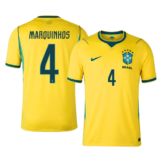 Pánske Futbalový Dres Brazília Domáci MS 2026 - MARQUINHOS #4