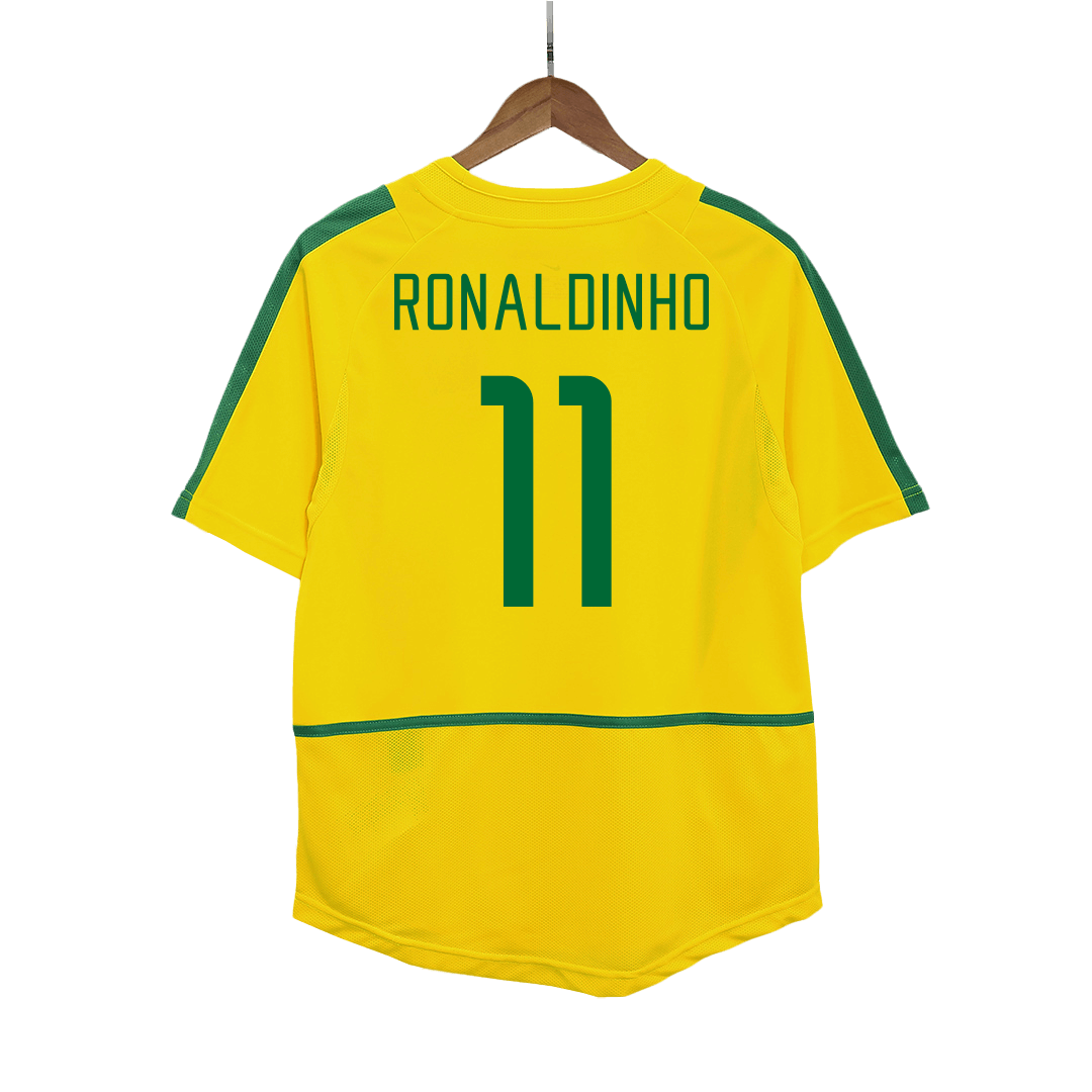 Brazília pánsky domáci retro futbalový dres 2002/03 - RONALDINHO #11