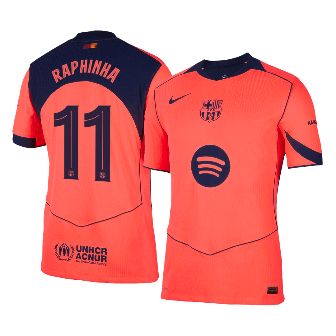 Barcelona pánsky tretí futbalový dres 2025/26 UCL - RAPHINHA #11 [hráčska verzia]