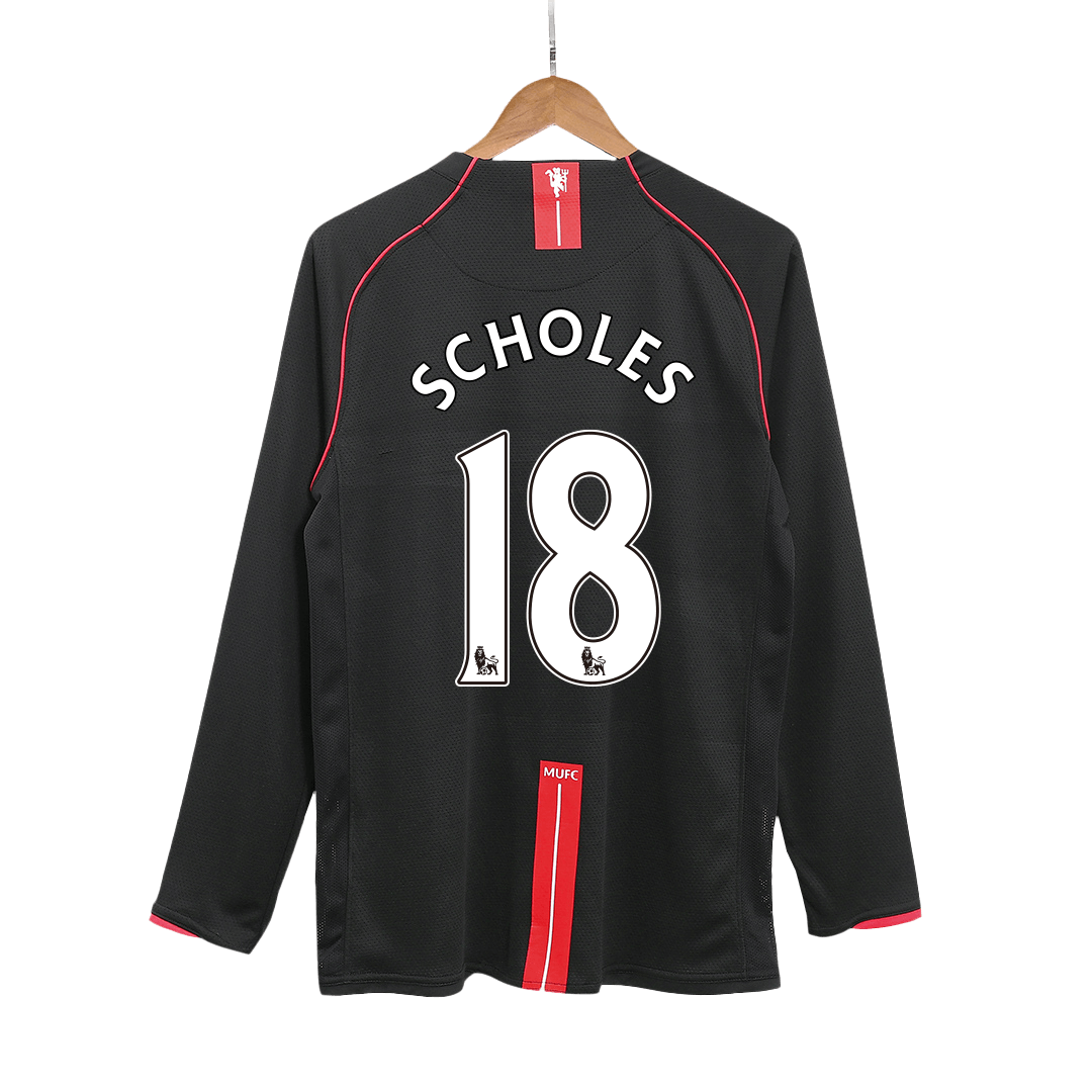 Manchester United pánsky vonkajší retro futbalový dres s dlhými rukávmi 2007/08 - SCHOLES #18