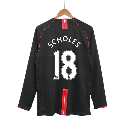 Manchester United pánsky vonkajší retro futbalový dres s dlhými rukávmi 2007/08 - SCHOLES #18