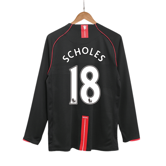 Manchester United pánsky vonkajší retro futbalový dres s dlhými rukávmi 2007/08 - SCHOLES #18