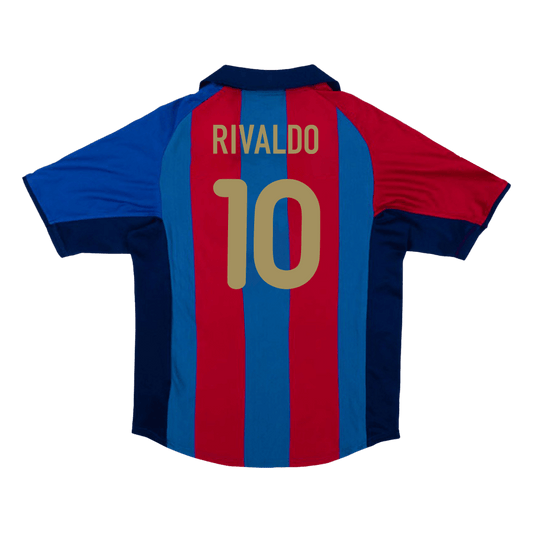 Barcelona pánsky domáci retro futbalový dres 2001/02 - RIVALDO #10