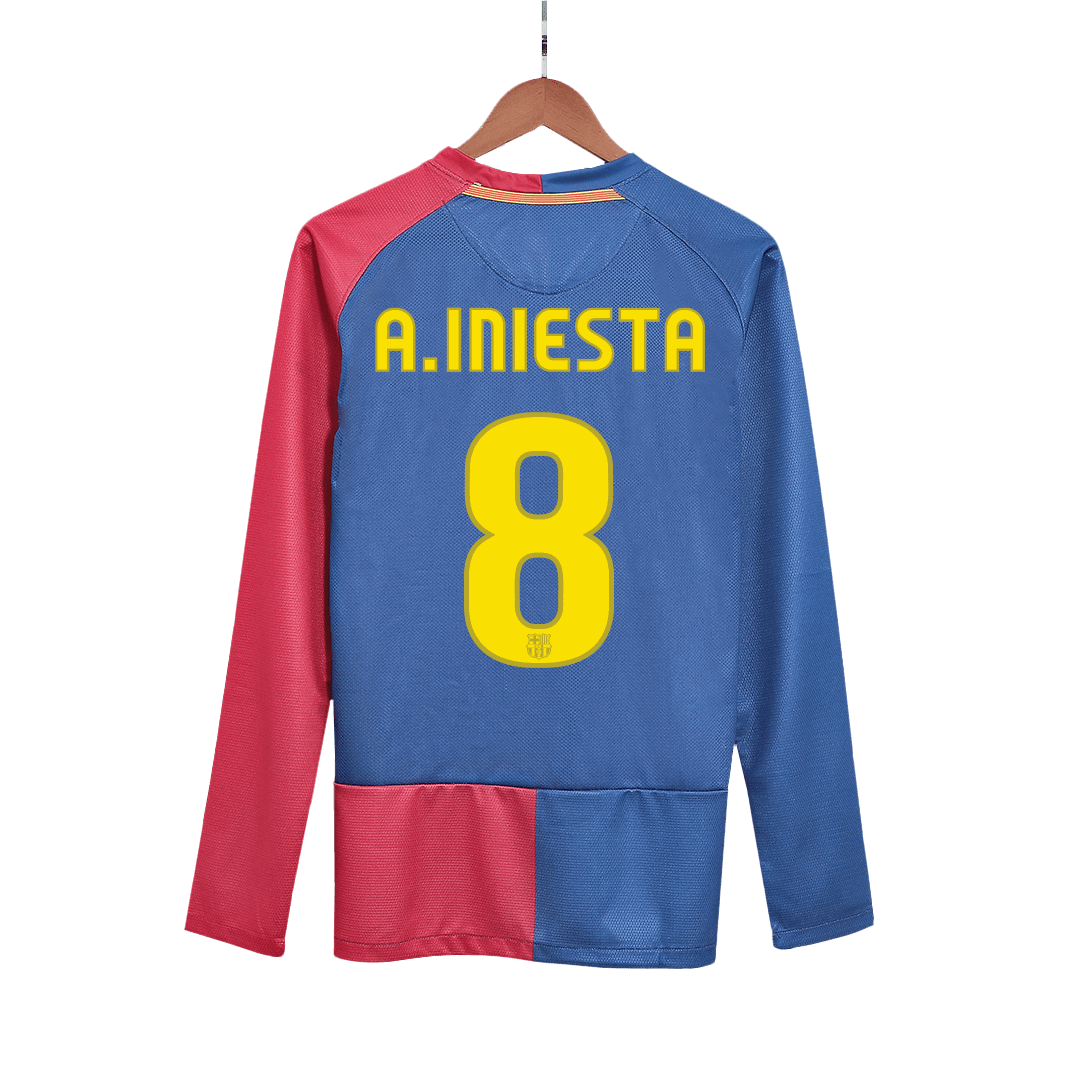 Barcelona pánsky domáci retro futbalový dres s dlhými rukávmi 2008/09 UCL Final - A.INIESTA #8
