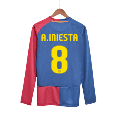 Barcelona pánsky domáci retro futbalový dres s dlhými rukávmi 2008/09 UCL Final - A.INIESTA #8